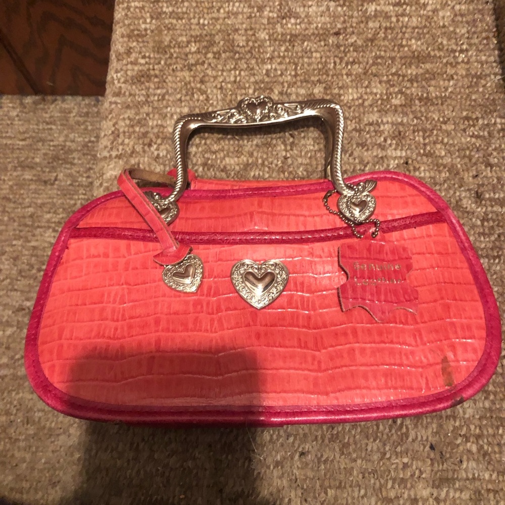 Vintage Pink Croc-Embossed Heart Charm Handbag- $50 or $45 w/offer